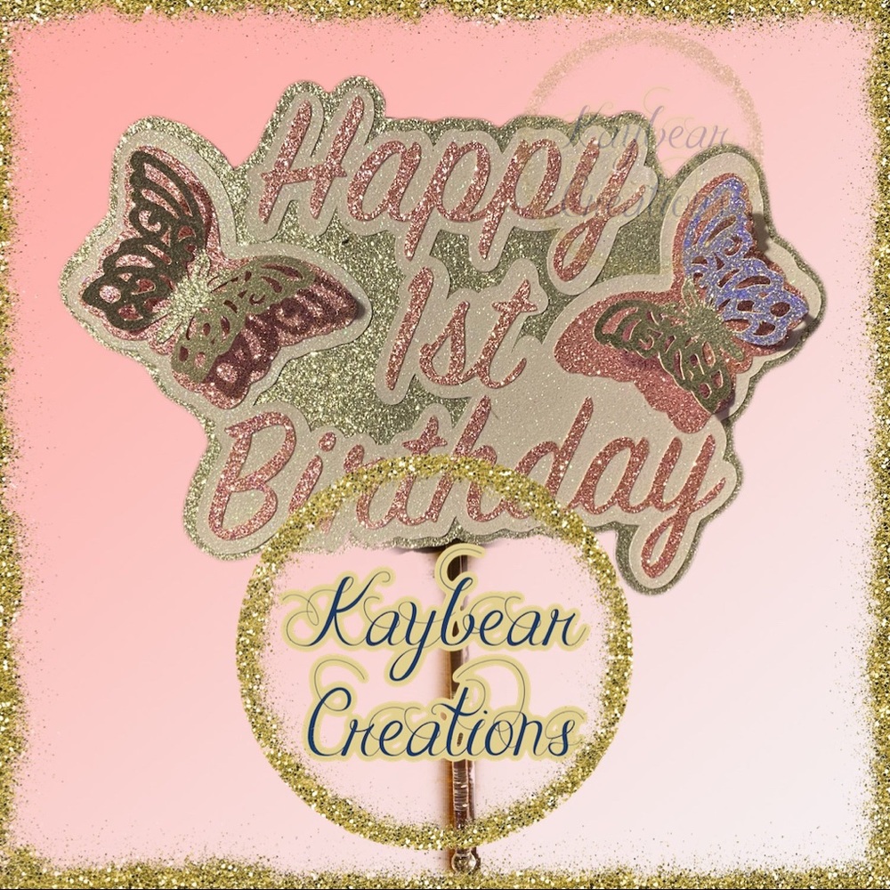 Butterfly Happy birthday cake topper